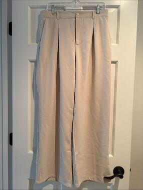 Women's Wide-Leg Dress Pants in Light Beige